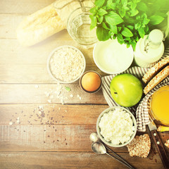 Organic farm fresh good food ingredients breakfast