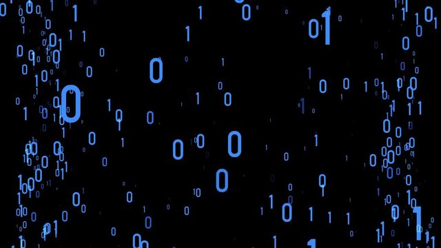 blue binary code random floating in space animation background new quality numbers letters coding techno joyful 4k stock video footage