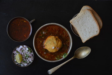 Kat Vada with bread and onion