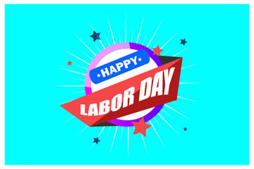 Vector Illustration, Happy Labor Day Text.