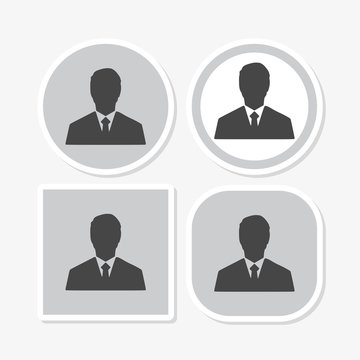 Silhouette Avatar Stickers Set. Person Avatars Office Professional Profiles