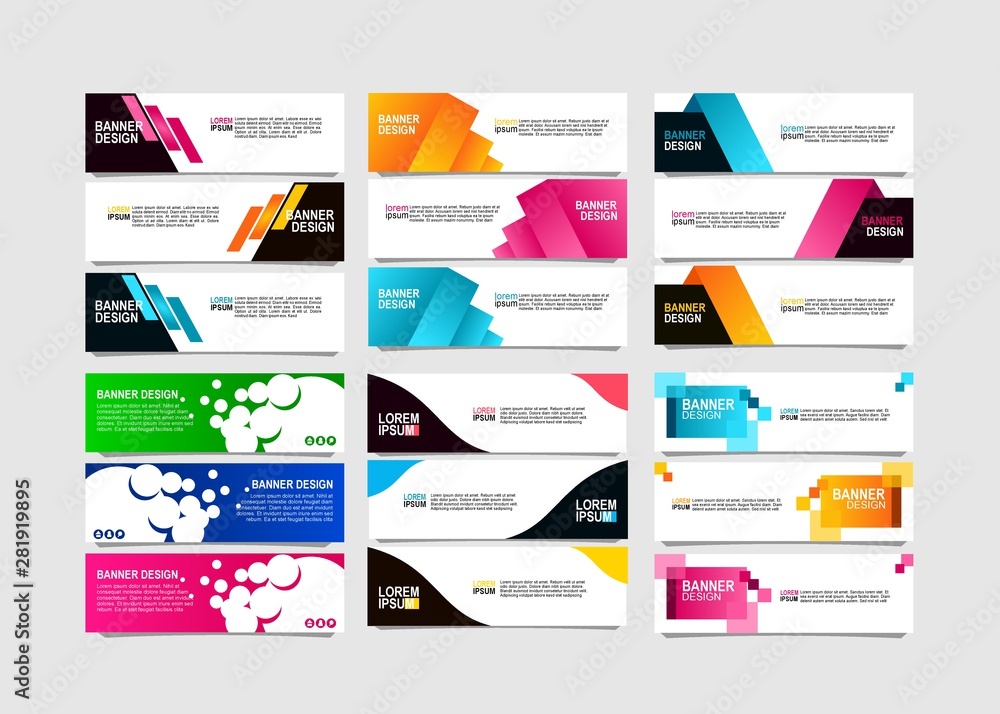 Wall mural bundle of 18 vector abstract design banner web template.