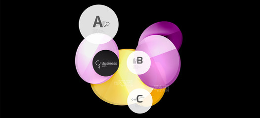 Retro colorful geometric background - circles on black, great design for any purposes. Creative minimal concept