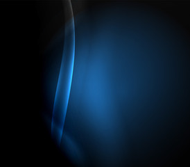 Dark space with shiny neon light motion waves. Abstract concept graphic element. Vector neon background. Technology background