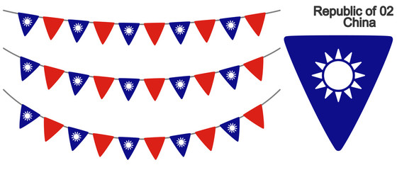 Obraz premium 中華民国の国旗のガーラーンド ベクターデータ（bunting garland）
