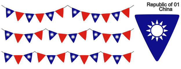 Obraz premium 中華民国の国旗のガーラーンド ベクターデータ（bunting garland）