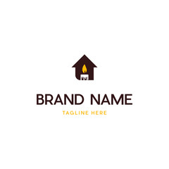 Home with Candle Logo Design Concept. Creative Vector Graphic Icon Illustration. House with Candles Logo Vector