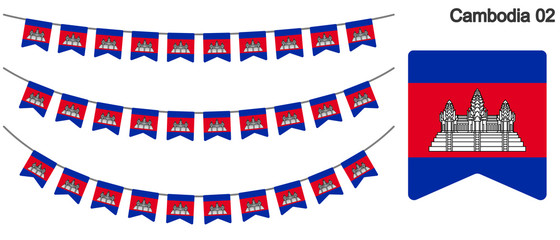 Obraz premium カンボジアの国旗のガーラーンド ベクターデータ（bunting garland）