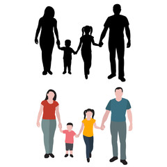 vector, isolated, silhouette and flat style family