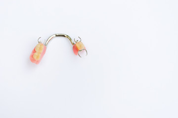 clasp prosthesis on the lower jaw isolated