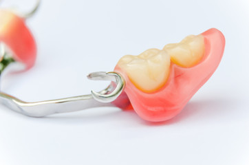 clasp prosthesis on the lower jaw isolated