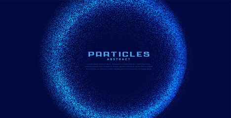 abstract circular techno particles blue background