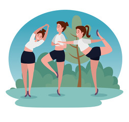 Naklejka premium fitness women training yoga balance