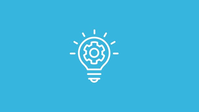 Gear Lightbulb Line Icon Animation with Alpha stock video