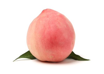 ripe peach on white background 