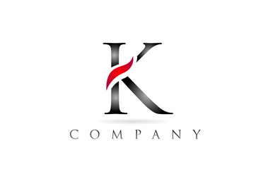 white red alphabet letter K logo company icon design
