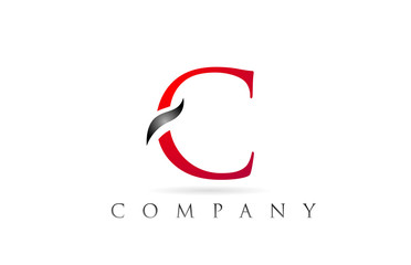 white red alphabet letter C logo company icon design