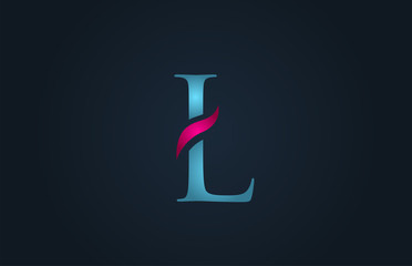 blue pink alphabet letter L logo company icon design