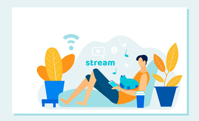 Online Movie Stream with Mobile Device. Streaming