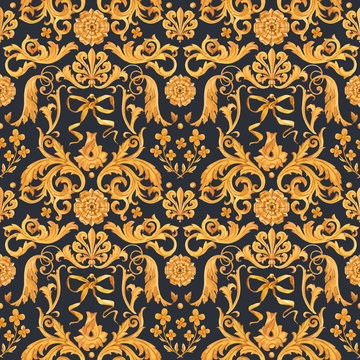 Golden baroque rich luxury pattern