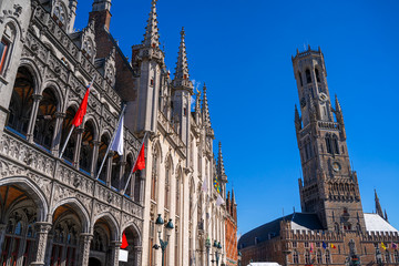 Bruges City Hall (Brugge) old town in Belgium, Europe