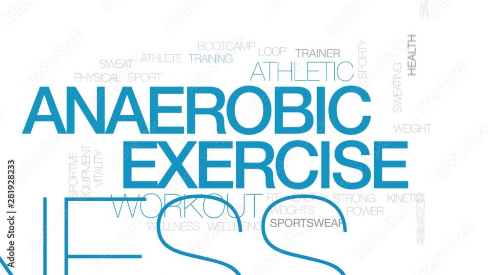 Poster anaerobic exercise animated word cloud. kinetic typography.