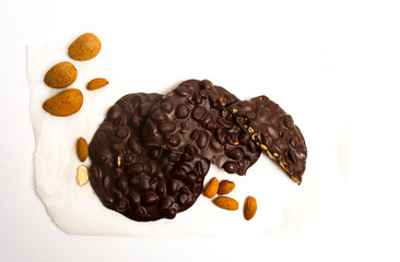 Chocolate biscuits with almond isolated