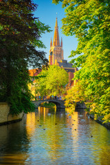 Obraz premium Piękne miasto Brugia (Brugge) stare miasto w Belgii, Europa