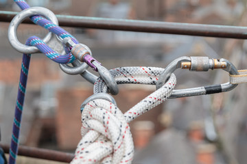 Climbing rope at the top of an abseil