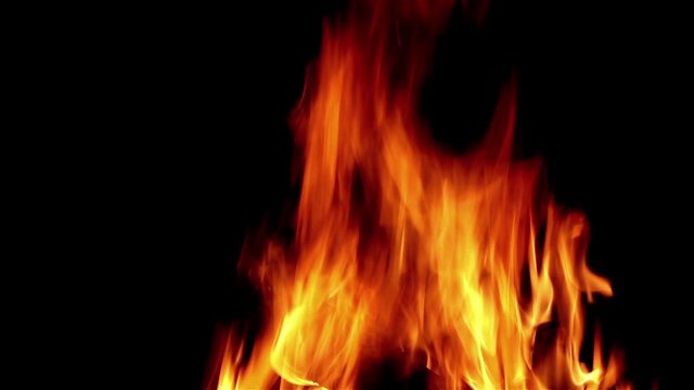 The Fire Burning At Night stock video is a wonderful bit of footage that presents a close-up shot of a huge fire with golden flames burning at night.