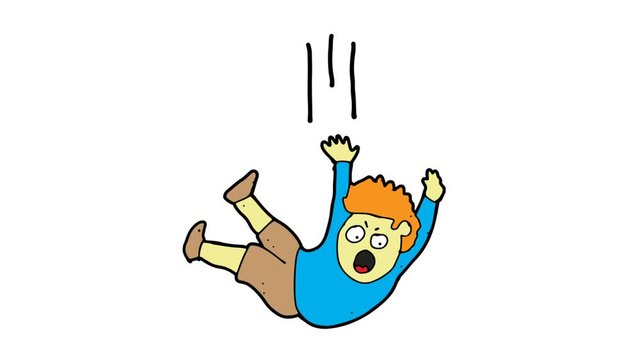 kids drawing white screen with theme of people fall in