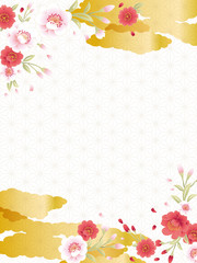 白と金の和柄の背景素材縦