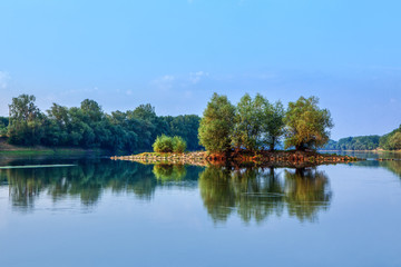 green island in blue water 