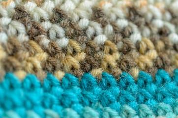Crocheted or knitted Texture Close up. Fabric background