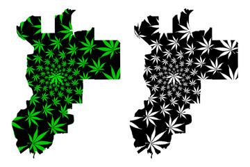 Putrajaya (States and federal territories of Malaysia, Federation) map is designed cannabis leaf green and black, Federal Territory of Putrajaya map made of marijuana (marihuana,THC) foliage,....