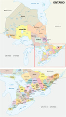 ontario administrative and political map, canada