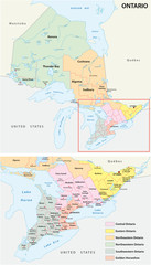 administrative map of the regions in Canada s province of Ontario
