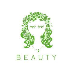 Beauty salon, spa logo. Female face