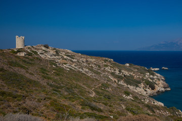 Fototapeta na wymiar ancient Drakano tower on the North Aegean island Ikaria