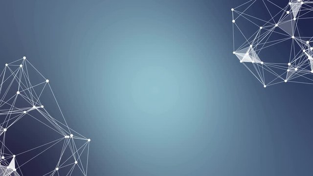 Abstract technology background of screen with moving plexus particles. Science, future and technology concept.