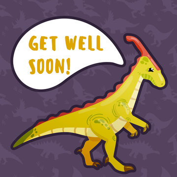 greeting CARD Dinosaur get well soon