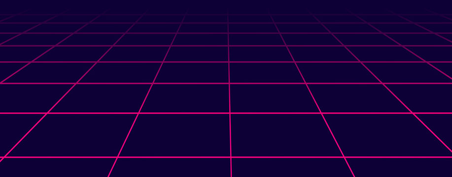 Abstract futuristic grid 1980s style. Vector illustration 80s party background . 80s Retro Sci-Fi background.