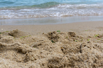 Beach close-up: sand and waves