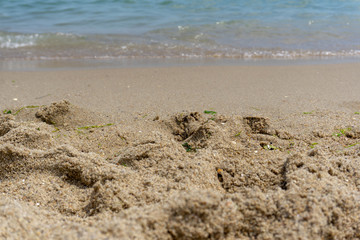 Beach close-up: sand and waves