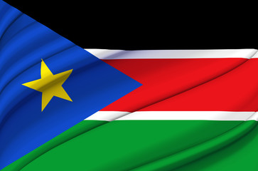 South Sudan waving flag illustration.