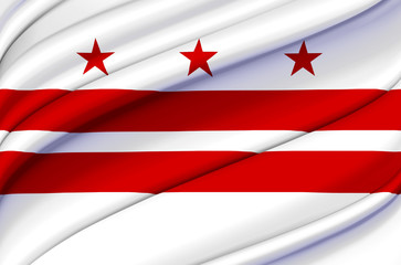 Washington Dc waving flag illustration.