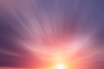 Abstract Warm pink sunset in the spring evening.