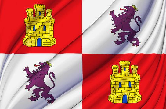 Castilla Y Leon waving flag illustration.