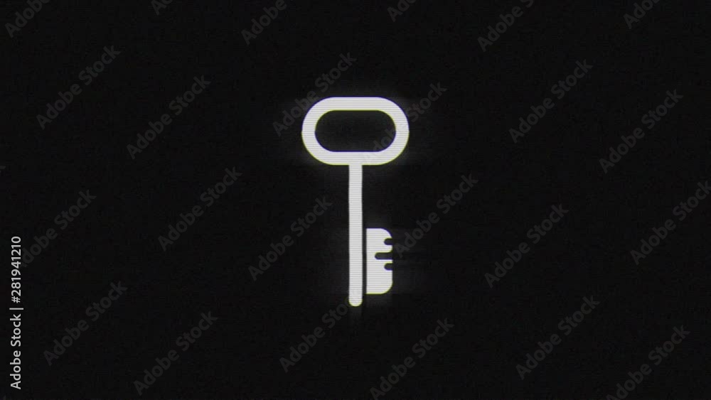 Poster web key in glitch effect mp4 video on dark background