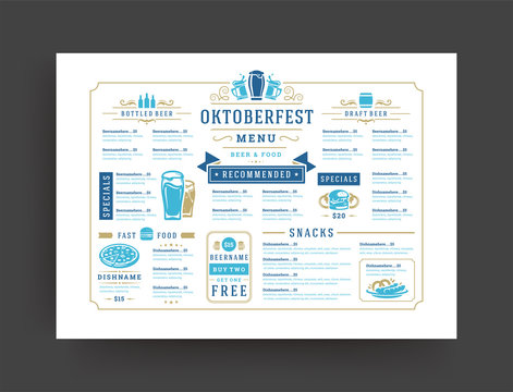 Oktoberfest menu vintage typography template beer festival celebration design vector illustration.